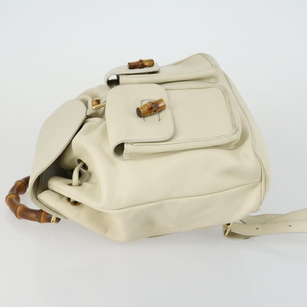 GUCCI Bamboo Backpack Leather Outlet Ivory Gold 003 8016 2058 Auth 151337 - Picture 4 of 16